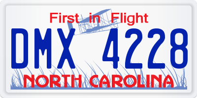 NC license plate DMX4228