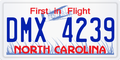 NC license plate DMX4239