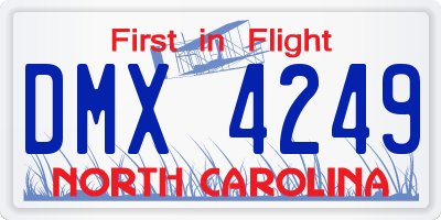 NC license plate DMX4249