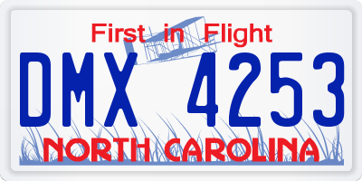 NC license plate DMX4253
