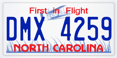 NC license plate DMX4259