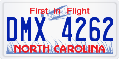 NC license plate DMX4262
