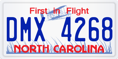 NC license plate DMX4268