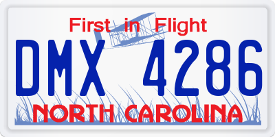 NC license plate DMX4286