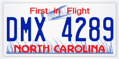 NC license plate DMX4289