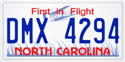 NC license plate DMX4294
