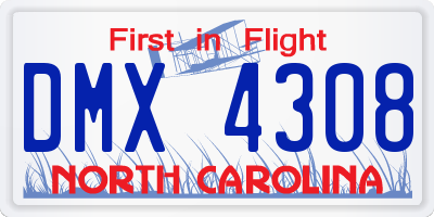 NC license plate DMX4308