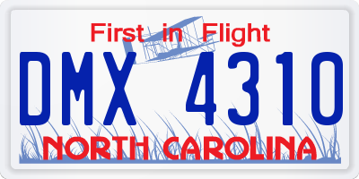 NC license plate DMX4310