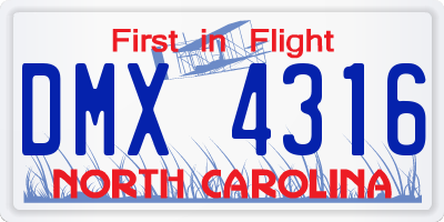 NC license plate DMX4316