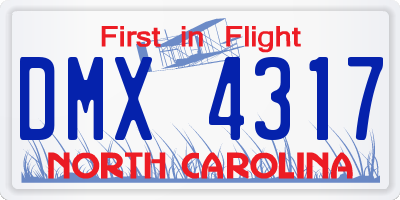 NC license plate DMX4317
