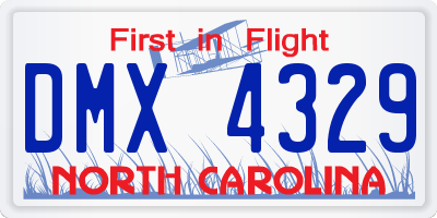 NC license plate DMX4329