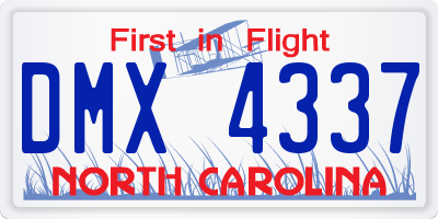 NC license plate DMX4337