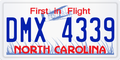 NC license plate DMX4339
