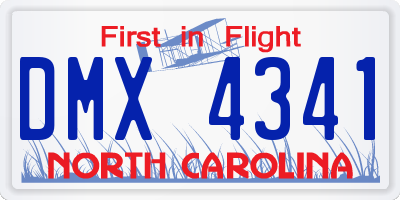 NC license plate DMX4341