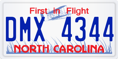 NC license plate DMX4344