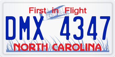 NC license plate DMX4347