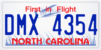 NC license plate DMX4354