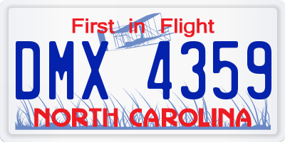 NC license plate DMX4359