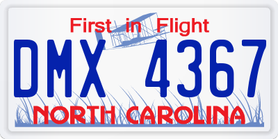 NC license plate DMX4367
