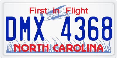 NC license plate DMX4368