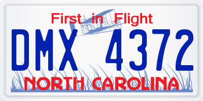 NC license plate DMX4372