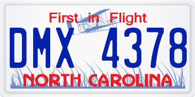 NC license plate DMX4378
