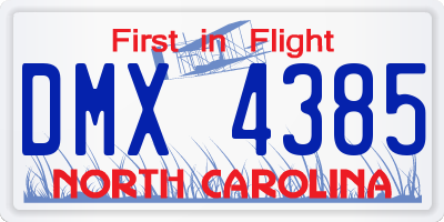 NC license plate DMX4385