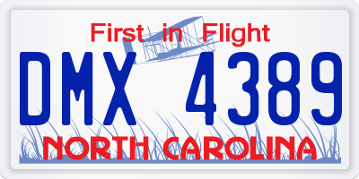 NC license plate DMX4389