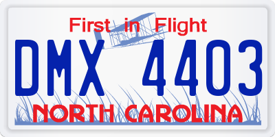 NC license plate DMX4403