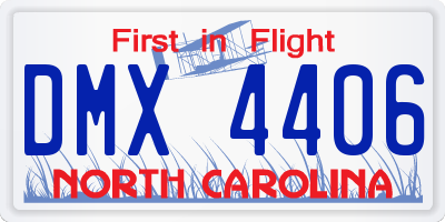 NC license plate DMX4406