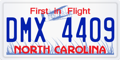 NC license plate DMX4409