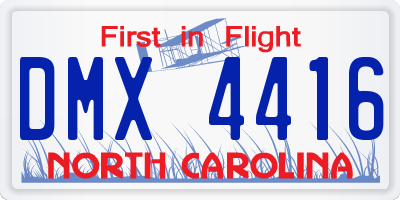 NC license plate DMX4416