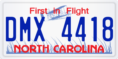 NC license plate DMX4418
