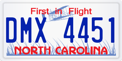 NC license plate DMX4451