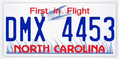 NC license plate DMX4453