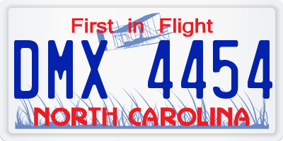 NC license plate DMX4454