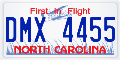 NC license plate DMX4455