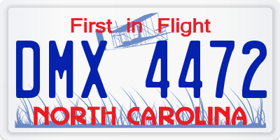 NC license plate DMX4472