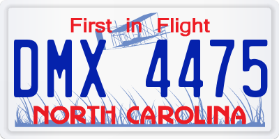 NC license plate DMX4475