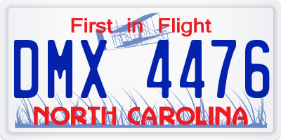 NC license plate DMX4476
