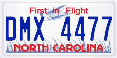 NC license plate DMX4477