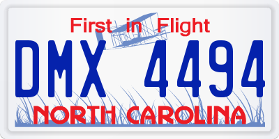 NC license plate DMX4494