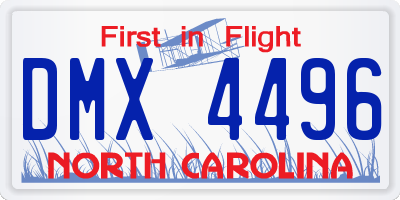 NC license plate DMX4496