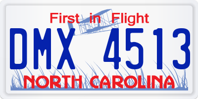 NC license plate DMX4513