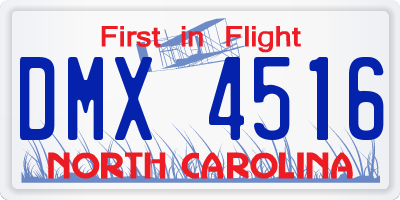 NC license plate DMX4516