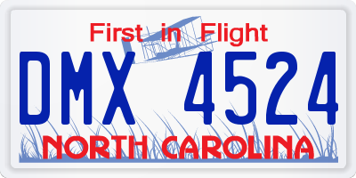 NC license plate DMX4524
