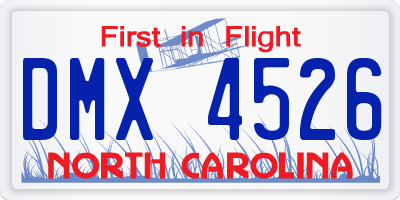 NC license plate DMX4526