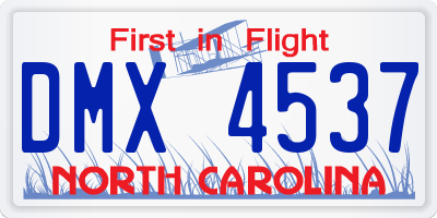NC license plate DMX4537