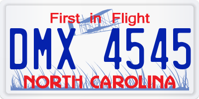 NC license plate DMX4545