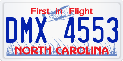 NC license plate DMX4553